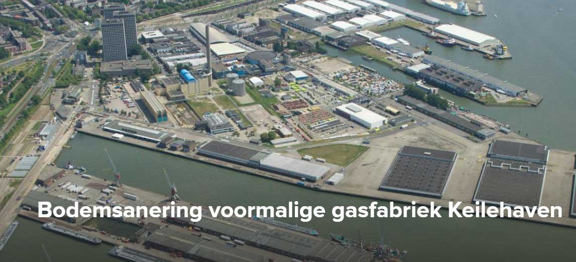 De bodem van de voormalige gasfabriek Keilehaven in het Merwe-Vierhavensgebied (M4H Rotterdam) wordt grondig gesaneerd.